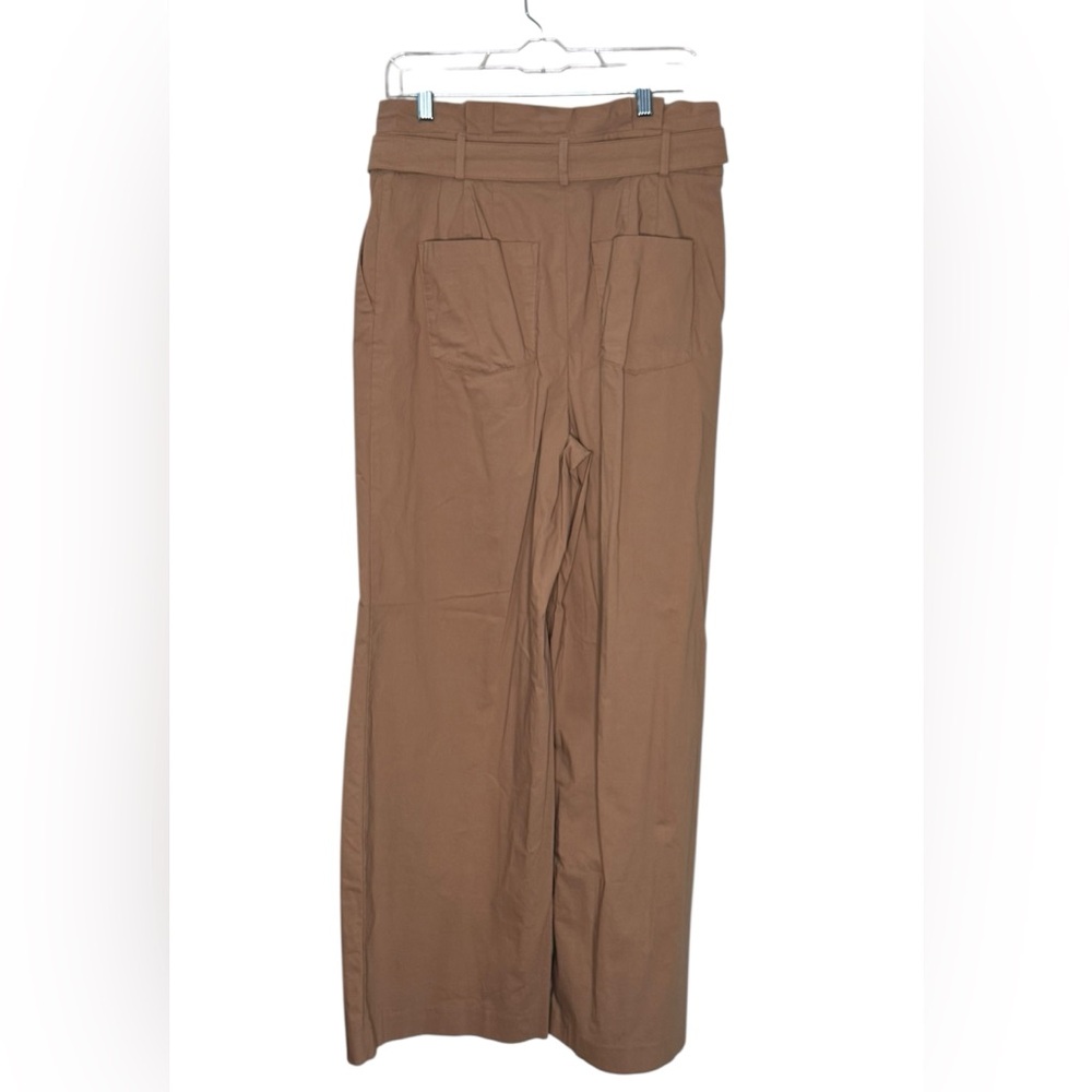 Express Super High-Waisted Belted Paper Bag Wide Leg Camel Pants Trousers 12R - Picture 3 of 6